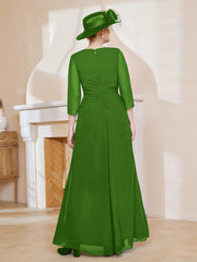 Robe de A-ligne Plissée en Mousseline Longueur au Sol Mousse Grande Taille
