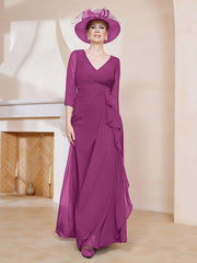 Robe de A-ligne Plissée en Mousseline Longueur au Sol Orchidee