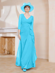 Robe de A-ligne Plissée en Mousseline Longueur au Sol Piscine Grande Taille