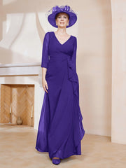 Robe de A-ligne Plissée en Mousseline Longueur au Sol Régence Grande Taille