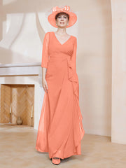 Robe de A-ligne Plissée en Mousseline Longueur au Sol Crépuscule Grande Taille
