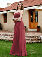 Sans Bretelles Col en Cœur Mousseline Robe Demoiselle d'honneur Cannelle Rose Grande Taille