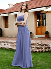 Sans Bretelles Col en Cœur Mousseline Robe Demoiselle d'honneur Pervenche