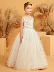 Robe de Fille Ball Gown en Tulle à Bretelles Spaghetti