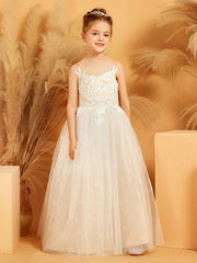 Robe de Fille Ball Gown en Tulle à Bretelles Spaghetti