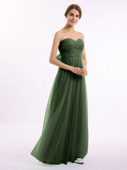 Cœur Sans Bretelles Col Tulle Robes Avec Nœud Olive Verte Grande Taille