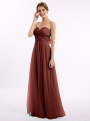 Cœur Sans Bretelles Col Tulle Robes Avec Nœud terracotta Grande Taille