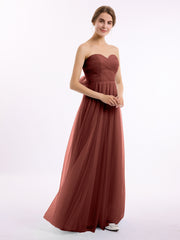 Cœur Sans Bretelles Col Tulle Robes Avec Nœud terracotta Grande Taille