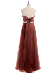 Cœur Sans Bretelles Col Tulle Robes Avec Nœud terracotta Grande Taille