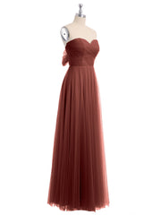Cœur Sans Bretelles Col Tulle Robes Avec Nœud terracotta Grande Taille