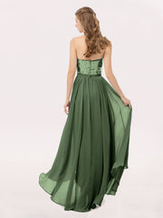 Sans Bretelles Asymétrique Robe avec Bustier en Paillettes Olive Verte Grande Taille