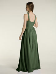 Y-Col Longue Mousseline Robes De Demoiselle d'Honneur Olive Verte Grande Taille