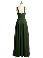 Y-Col Longue Mousseline Robes De Demoiselle d'Honneur Olive Verte Grande Taille