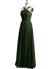 Y-Col Longue Mousseline Robes De Demoiselle d'Honneur Olive Verte Grande Taille