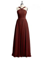 Y-Col Longue Mousseline Robes De Demoiselle d'Honneur terracotta Grande Taille