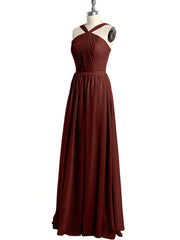 Y-Col Longue Mousseline Robes De Demoiselle d'Honneur terracotta Grande Taille