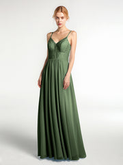 Spaghetti Bretelles Mousseline Et Dentelle Robes Olive Verte Grande Taille