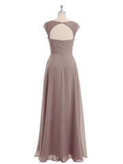 Mousseline Robes De Demoiselle d'Honneur Avec Dentelle Mancherons Dusk