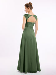 Mousseline Robes De Demoiselle d'Honneur Avec Dentelle Mancherons Olive Verte Grande Taille
