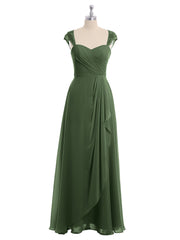 Mousseline Robes De Demoiselle d'Honneur Avec Dentelle Mancherons Olive Verte Grande Taille