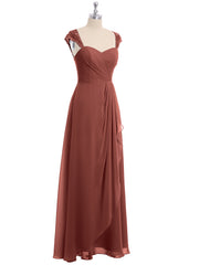 Mousseline Robes De Demoiselle d'Honneur Avec Dentelle Mancherons terracotta Grande Taille