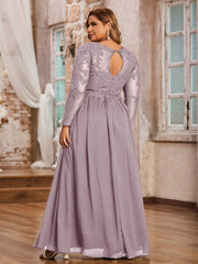 Tulle avec Applique Manches Longues Robe Crépuscule Grande Taille