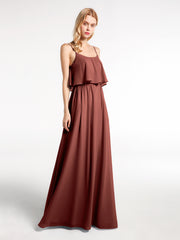 Robe à Bretelles Spaghetti à Encolure Dégagée Et Corsage Recouvert terracotta Grande Taille