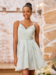 Robe Mini Princesse Imprimée en Mousseline à Bretelles Spaghetti Floral