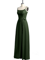 Simple Spaghetti Bretelle Mousseline Robes Avec Fente Olive Verte Grande Taille