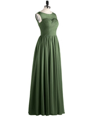 Robes Longues Mousseline avec Col d'Illusionline Olive Verte Grande Taille