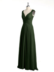 Dentelle Bretelles Col En V Mousseline Robes Avec Poches Olive Verte Grande Taille