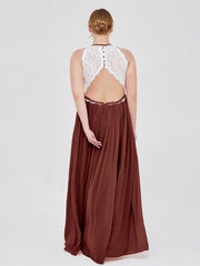 Licou Maxi Robe avec Ivoire Dentelle Bustier terracotta Grande Taille