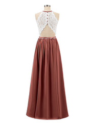Licou Maxi Robe avec Ivoire Dentelle Bustier terracotta