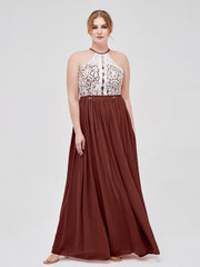 Licou Maxi Robe avec Ivoire Dentelle Bustier terracotta Grande Taille