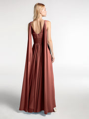 Robe en Mousseline à Col en V avec Bandes à Bretelles Arrière terracotta Grande Taille