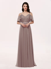 Robe Spaghetti Bretelle Dentelle et Mousseline Dusk