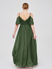 Robe Spaghetti Bretelle Dentelle et Mousseline Olive Verte Grande Taille