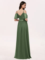 Robe Spaghetti Bretelle Dentelle et Mousseline Olive Verte