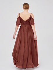 Robe Spaghetti Bretelle Dentelle et Mousseline terracotta Grande Taille