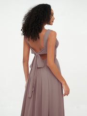 Robes Longues en Mousseline à Col en V avec Poches Dusk