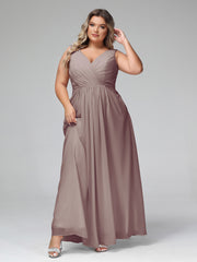 Robes Longues en Mousseline à Col en V avec Poches Dusk