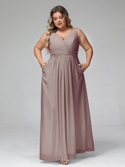 Robes Longues en Mousseline à Col en V avec Poches Dusk