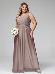 Robes Longues en Mousseline à Col en V avec Poches Dusk