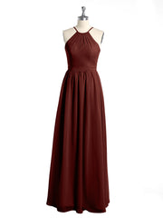 Licou Mousseline Robes Longues De Demoiselle d'Honneur terracotta Grande Taille