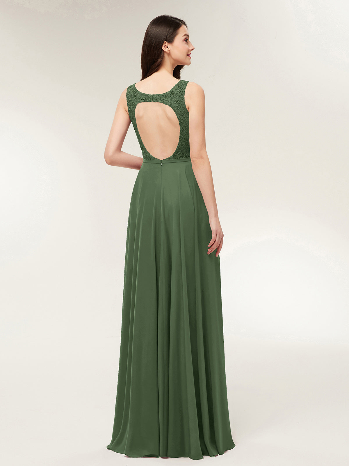 Dos Nu Robe avec Dentelle Bustier Olive Verte BABARONI BABARONI FR