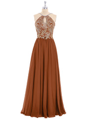 Licou Mousseline avec Or Applique Robe terracotta Grande Taille