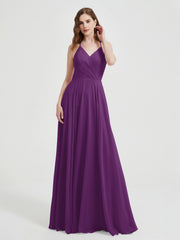 Col En V Dos Croisé Mousseline Robes De Demoiselle d'Honneur Raisin
