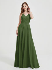 Col En V Dos Croisé Mousseline Robes De Demoiselle d'Honneur Mousse