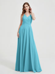 Col En V Dos Croisé Mousseline Robes De Demoiselle d'Honneur Piscine