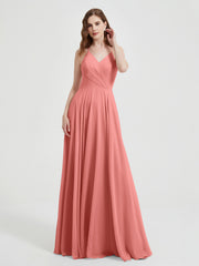 Col En V Dos Croisé Mousseline Robes De Demoiselle d'Honneur Crépuscule
